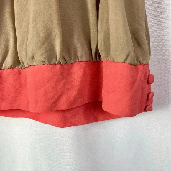 Forever 21 Beige & Orange Y2K Short Flutter Sleeve Blouse S - Picture 4 of 4